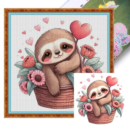 Full 18CT Pre-stamped 20*20cm Cross Stitch Sloth