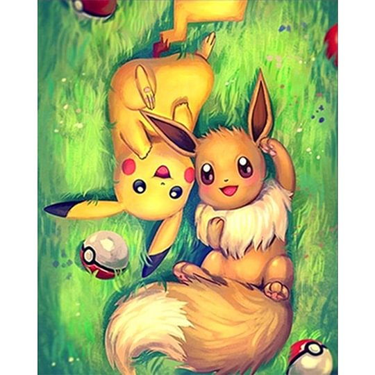 Pokmon Eve And Pikachu 40*50cm full round drill diamond painting