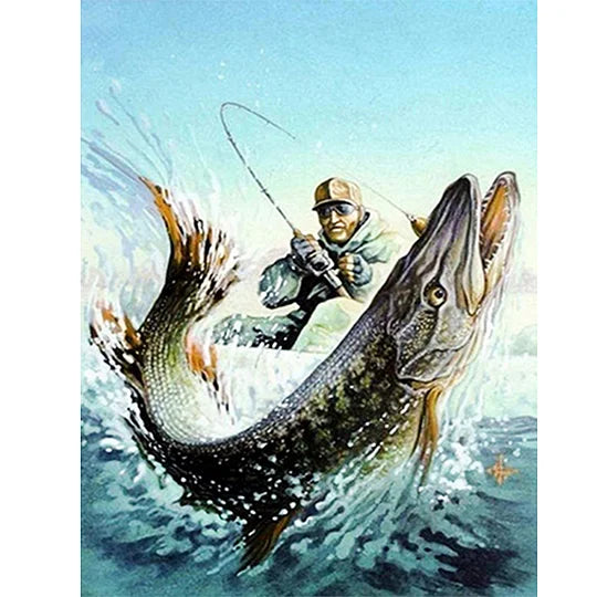 Full Round Drill Diamond Painting 40*50cm Fishing