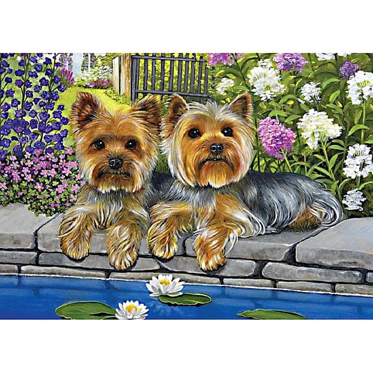 Flower Dogs 30*40cm full round drill diamond painting