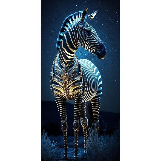 Zebra Under The Starry Night 40*80cm full square drill diamond picture