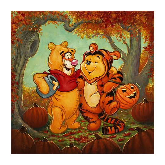 Full 11CT Pre-stamped 40*40cm Cross Stitch Winnie The Pooh Tigger Halloween