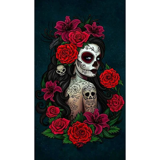 Rose Skull Girl 40*70cm full round drill diamond painting