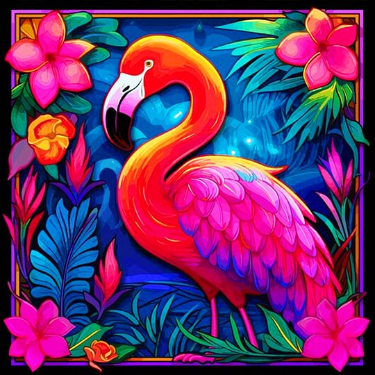 Elegant Flamingo 30*30cm (canvas) full round drill diamond painting