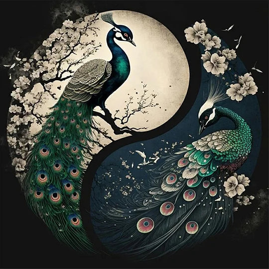 Peacock Yin Yang Diagram 50*50cm full round drill diamond painting