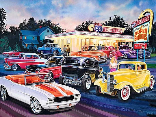 Route 66 All Kinds If Cars 40*30cm full square drill diamond painting