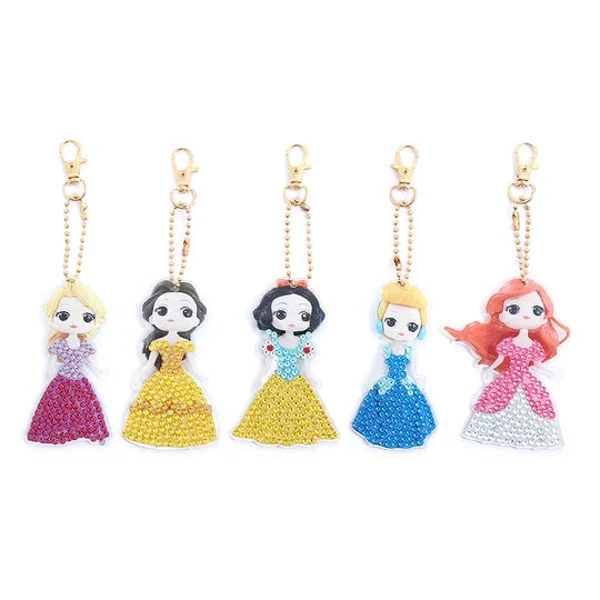 5 pcs DIY Diamond Painting Keychain Girl