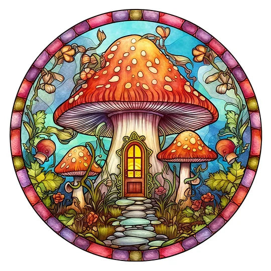 Full Round Drill Diamond Painting 30*30cm Mushroom Glass Painting