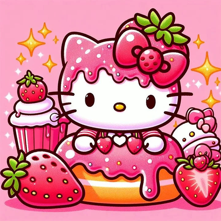 Strawberry Hello Kitty 30*30cm full round drill diamond painting with AB drills