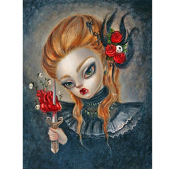 Gothic Horror Decadent Girl 30*40cm full round drill diamond painting