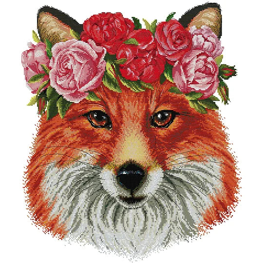 Fox With Wreath Partial 16CT Pre-stamped 39*42cm Cross Stitch