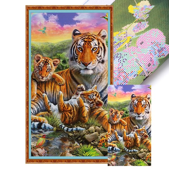 Full 11CT Pre-stamped 40*70cm Cross Stitch Tiger