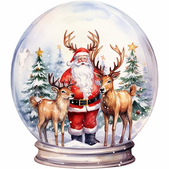 Santa Crystal Ball 30*30cm full round drill diamond painting