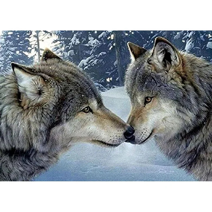 Kissing wolves 40*30cm full round drill diamond painting