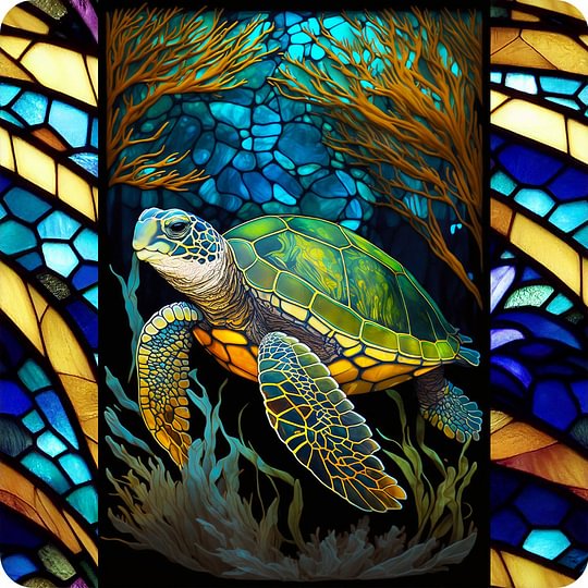 Marine Life Glass Painting 30*30cm full round drill diamond painting