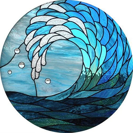 Ocean Wave Glass Painting 30*30cm full round drill diamond painting