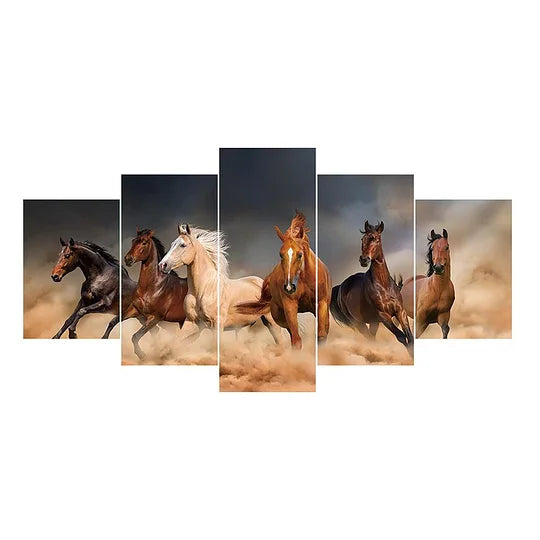 5 pcs 6 Horse 95*45cm (canvas) full round drill diamond painting