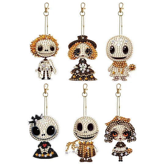 Diamond Painting Keychains 6pcs Halloween Scary Doll