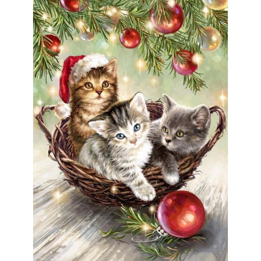 Christmas Cute Cat 40*50cm full round drill diamond painting