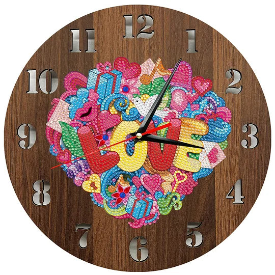 Diamond Painting Love Wood Clock