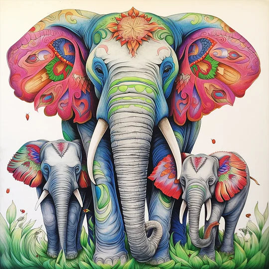 Elephant Family 30*30cm full round drill diamond painting