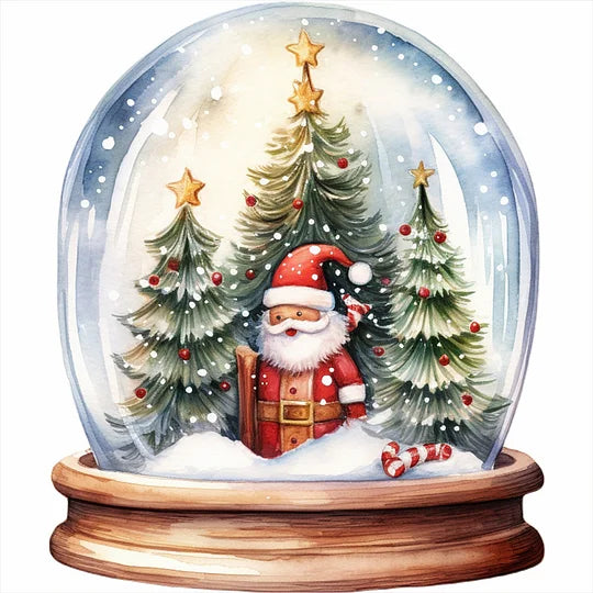 Santa Crystal Ball 30*30cm full round drill diamond painting