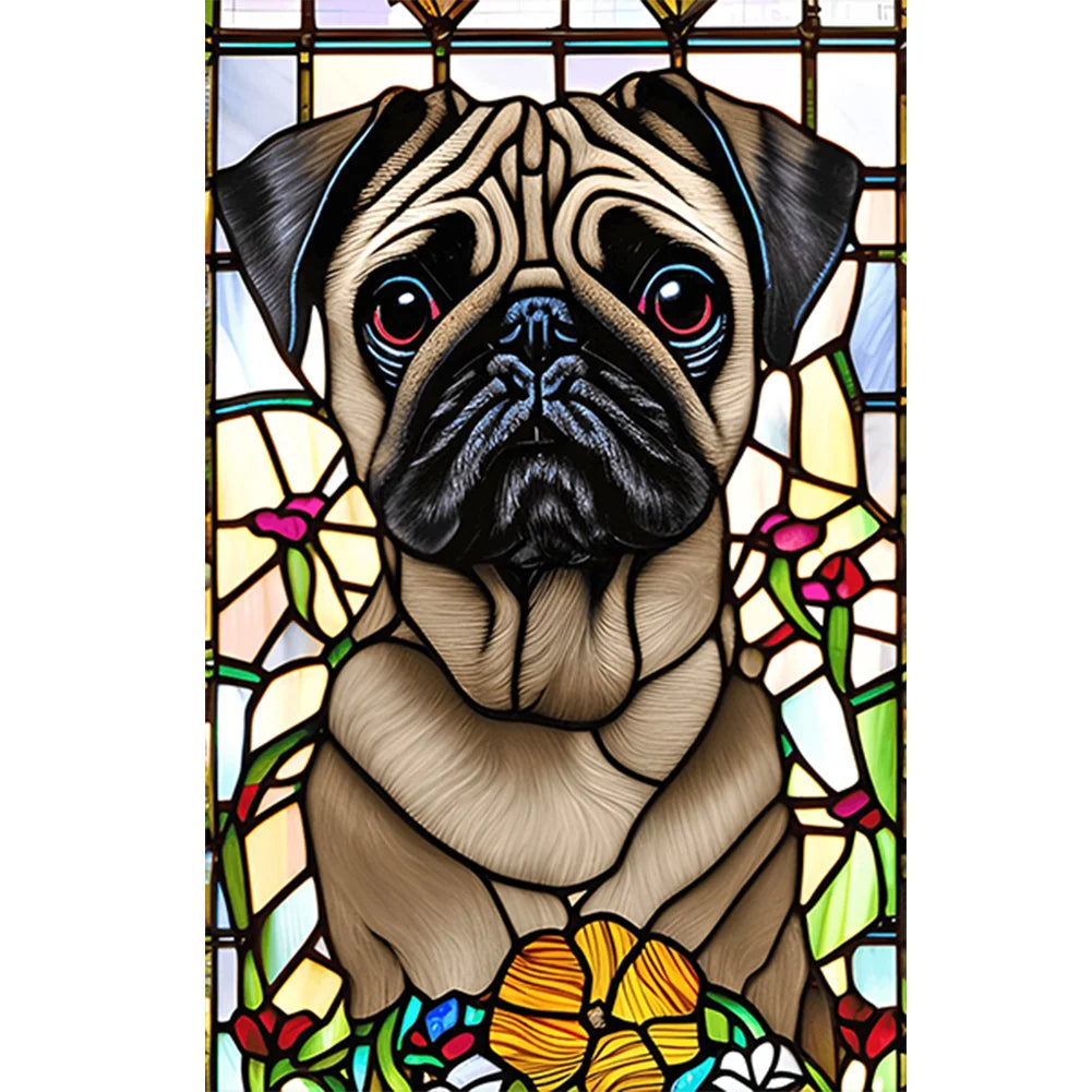 Stained Glass Art - Pug Dog
