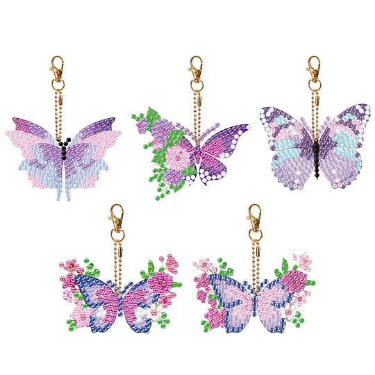 DIY Diamond Painting Key Rings Butterfly 5 pcs