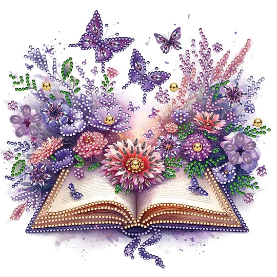 Flowers in Books 30*30cm special shaped drill diamond painting