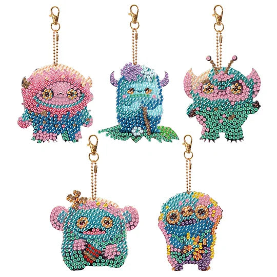 DIY Diamond Painting Key Rings Aliens 5 pcs