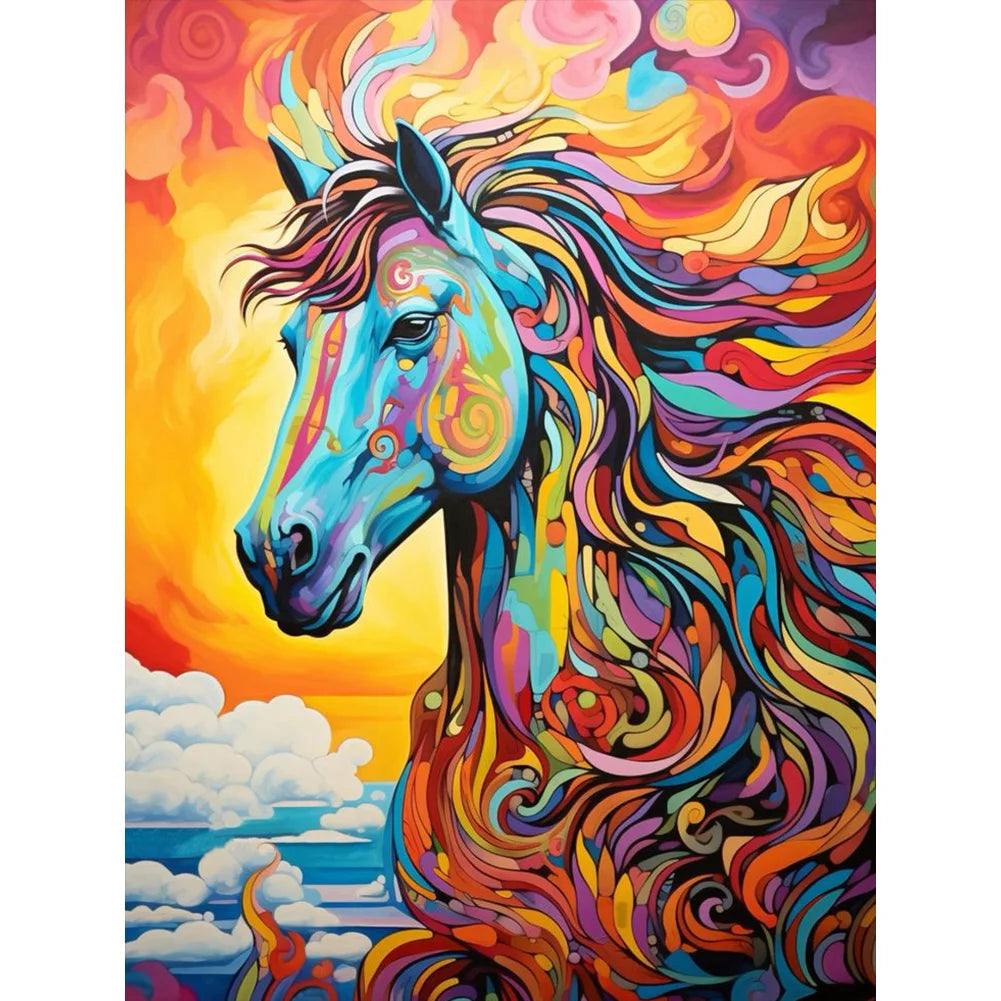 Colourful Art Style Horse 30*40cm full round drill diamond painting