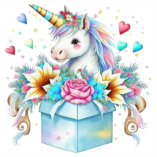 Unicorn Gift Box 30*30cm full round drill diamond painting