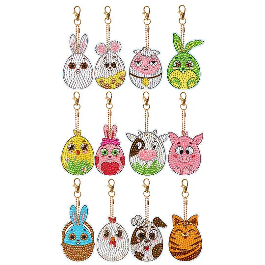 Diamond Painting Key Rings 12 pcs Animals