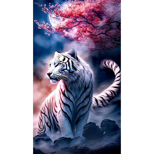 White Tiger 40*70cm full round drill diamond painting