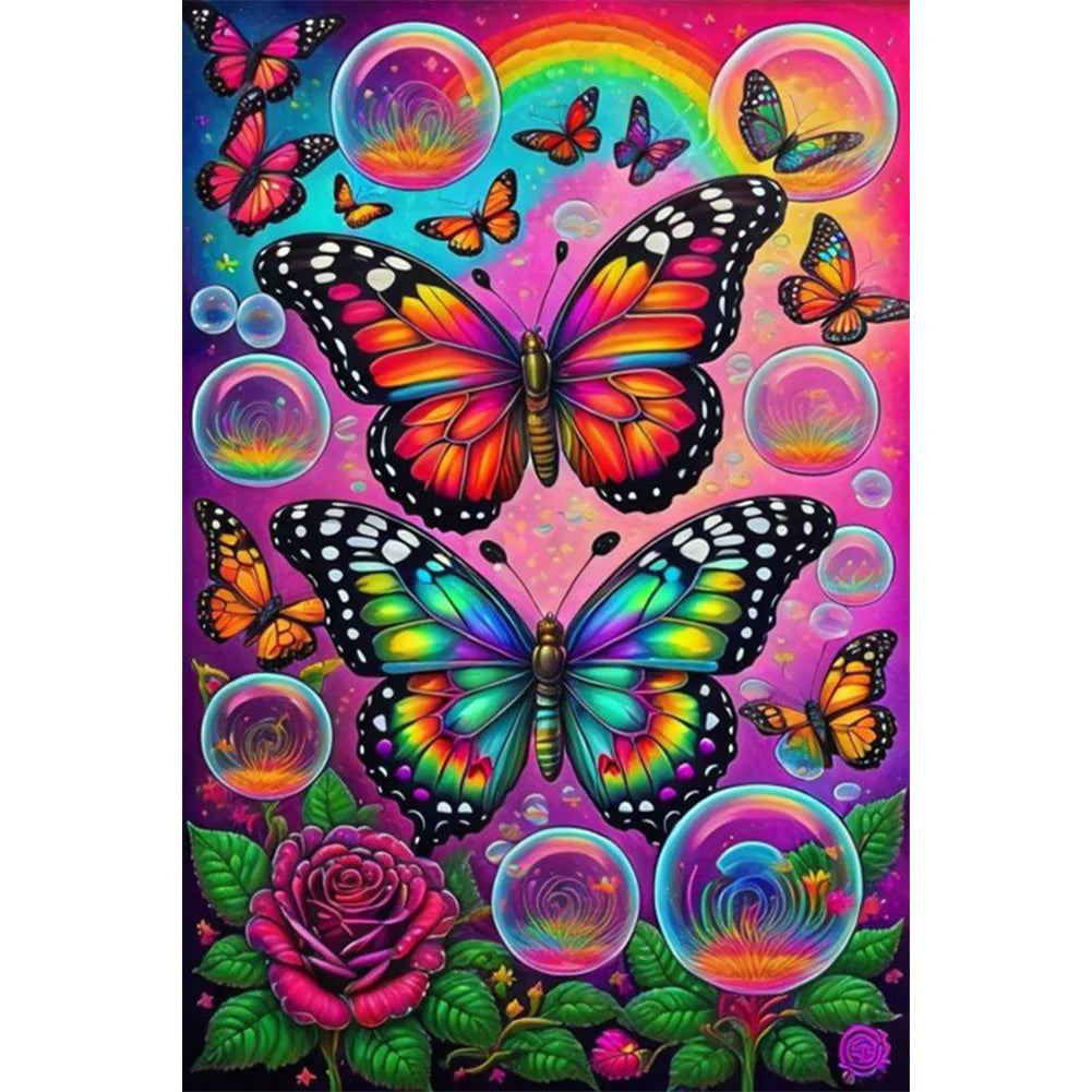 Garden Bubble Butterfly 40*60cm full round drill diamond painting with AB drills