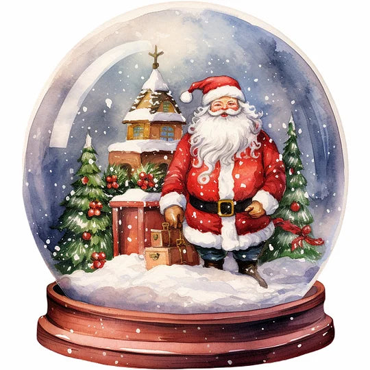 Santa Crystal Ball 30*30cm full round drill diamond painting