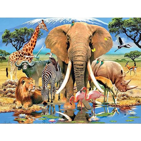 Animal Family 60*50cm (canvas) full square drill diamond painting