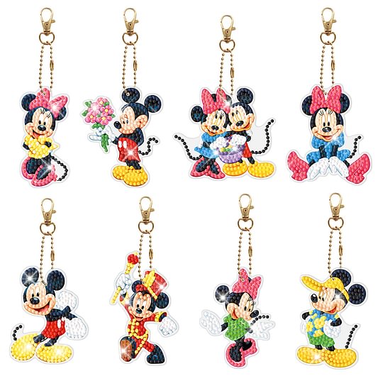 8 pcs DIY Diamond Art Key Rings Craft Cartoon