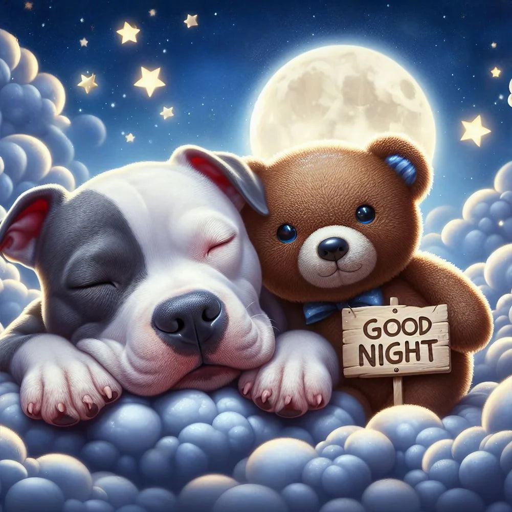 Good Night Bear and Puppy 30*30cm full round drill diamond painting