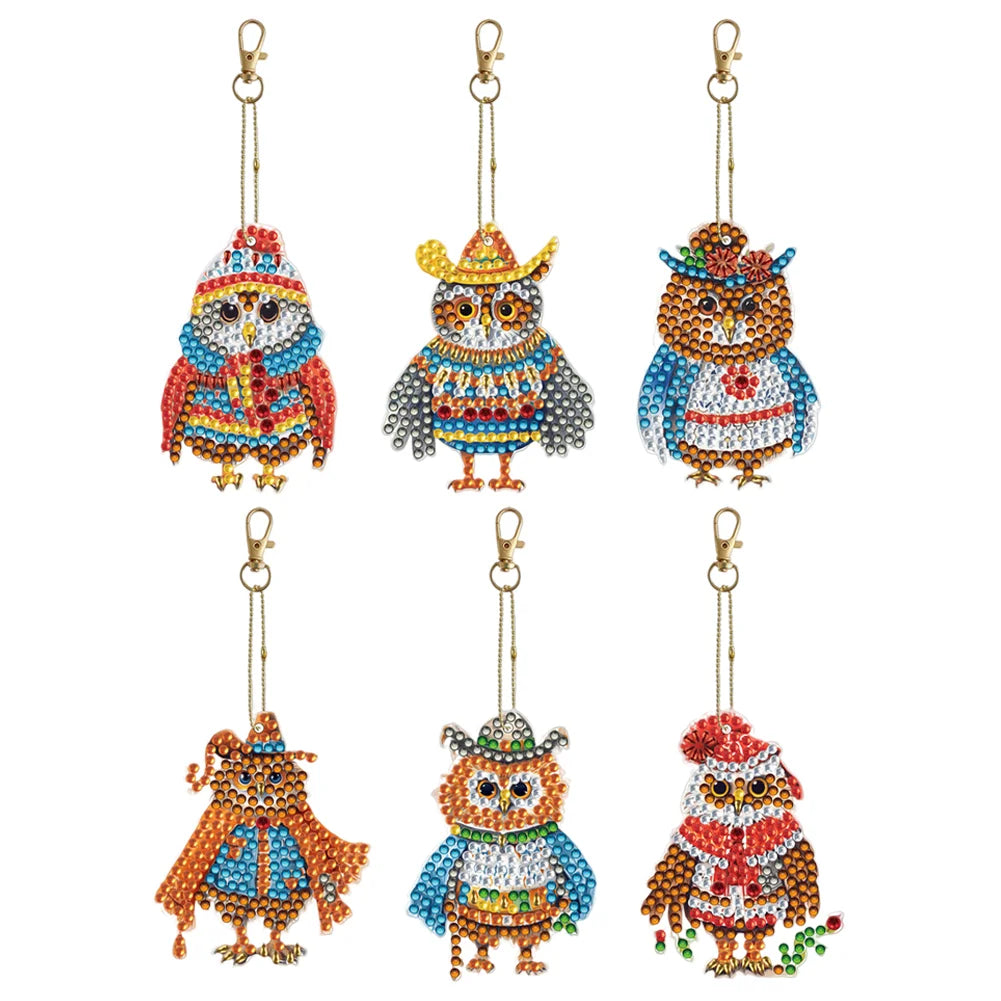 Diamond Painting Keychains 6pcs Owl